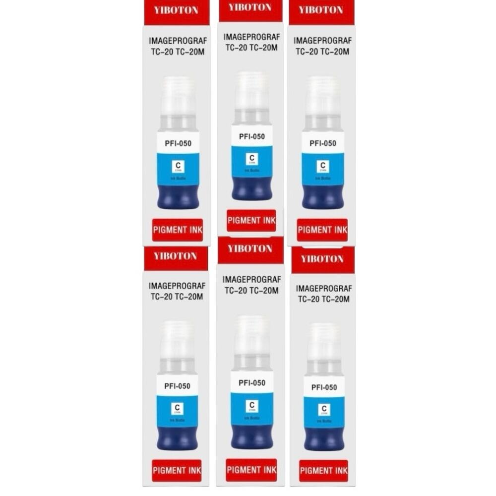 BRAND NEW ~ 6 bottles PFI050 PFI-050 Ink Cyan Ink Canon Printer Refills